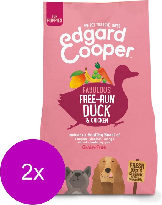 Edgard & Cooper Verse Scharreleend & kip Brok - Voor puppy’s - Hondenvoer - 2 x 2.5kg