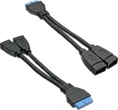 Pin Header adapter USB3.0 (v) - 2x USB-A (v) - 0,15 meter