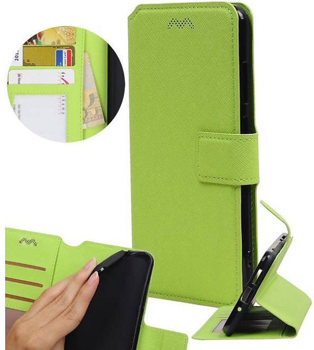 Cross Pattern Booktype wallet case Geschikt voor Motorola Moto E4 Groen