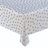 MixMamas Tafelzeil Stippen - 120 x 270 cm - Wit/Zilver