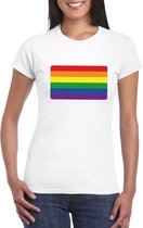 T-shirt met Regenboog vlag wit dames 2XL