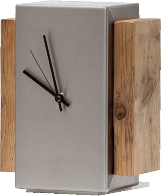 Bony Design klok steigerhout met rvs (9255) |