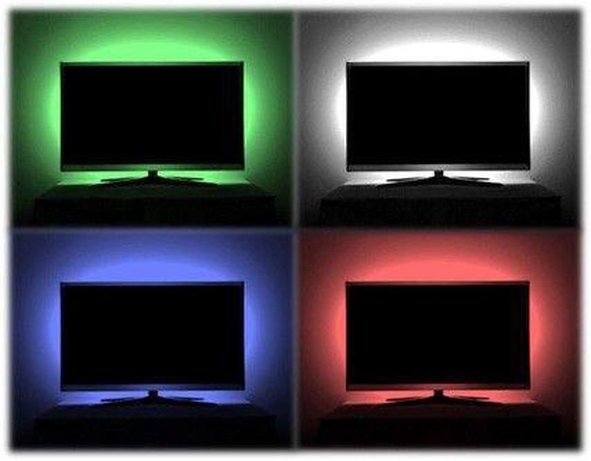 Jeu de bandes lumineuses LED pour la télévision (L: 4 x 50 cm, 2.5 W, RGB,  revêtu)