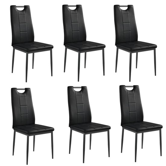 en.casa]® Eetkamerset Alkmaar zwart - tafel met 6 stoelen | bol.com