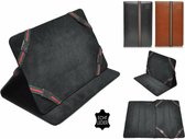 Luxe Hoes voor Hema 7 Inch Tablet , Echt lederen stijlvolle Cover , Kleur Zwart