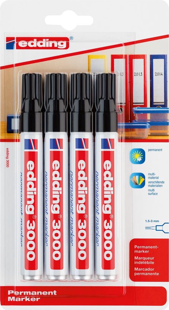 Edding 400 Permanent Marker Zwart Blister a 4 Stuks