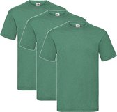 3 Pack Shirts Fruit of the Loom Ronde Hals Retro Heather Green Maat M Valueweight