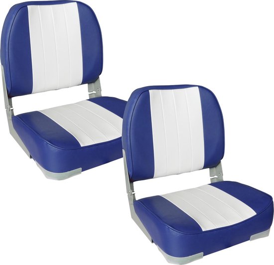 [pro.tec]® Bootstoel - klapstoel - 2 stuks set -Blauw en wit