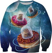 Otters in UFO's gemaakt van donuts Trui voor fout feest - Maat: M - Foute trui - Feestkleding - Festival Outfit - Fout Feest - Trui voor festivals - Rave party kleding - Rave outfit - Dieren kleding - Dierentrui -
