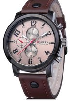 Hidzo Horloge Curren Ø 37 mm - Bruin/Licht Bruin - Inclusief horlogedoosje