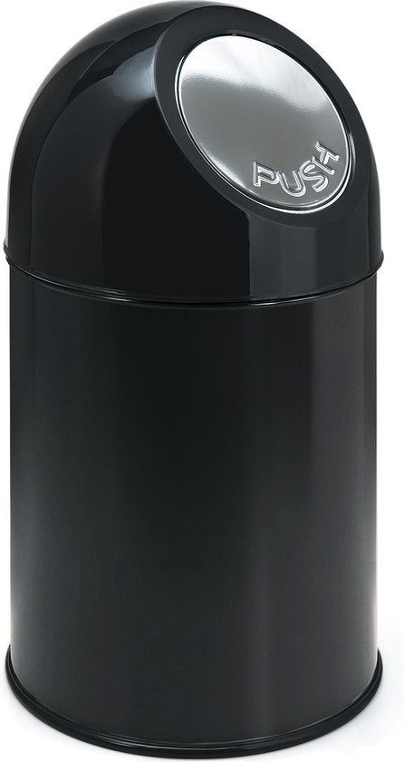 V-part - Afvalbak met pushdeksel 30 ltr - Steel Plastic - zwart