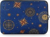 Housse pour ordinateur portable avec lune et étoiles jusqu'à 15,4 pouces - Bleu / Jaune