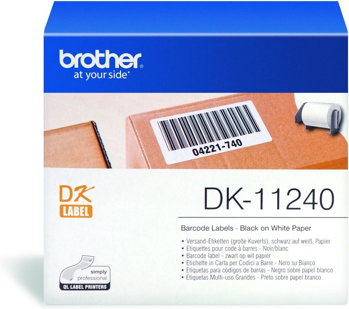 DK-11240 Die-Cut label: 102x51mm - - Barcode label - white (600 labels/roll) only for the QL-1050(N)