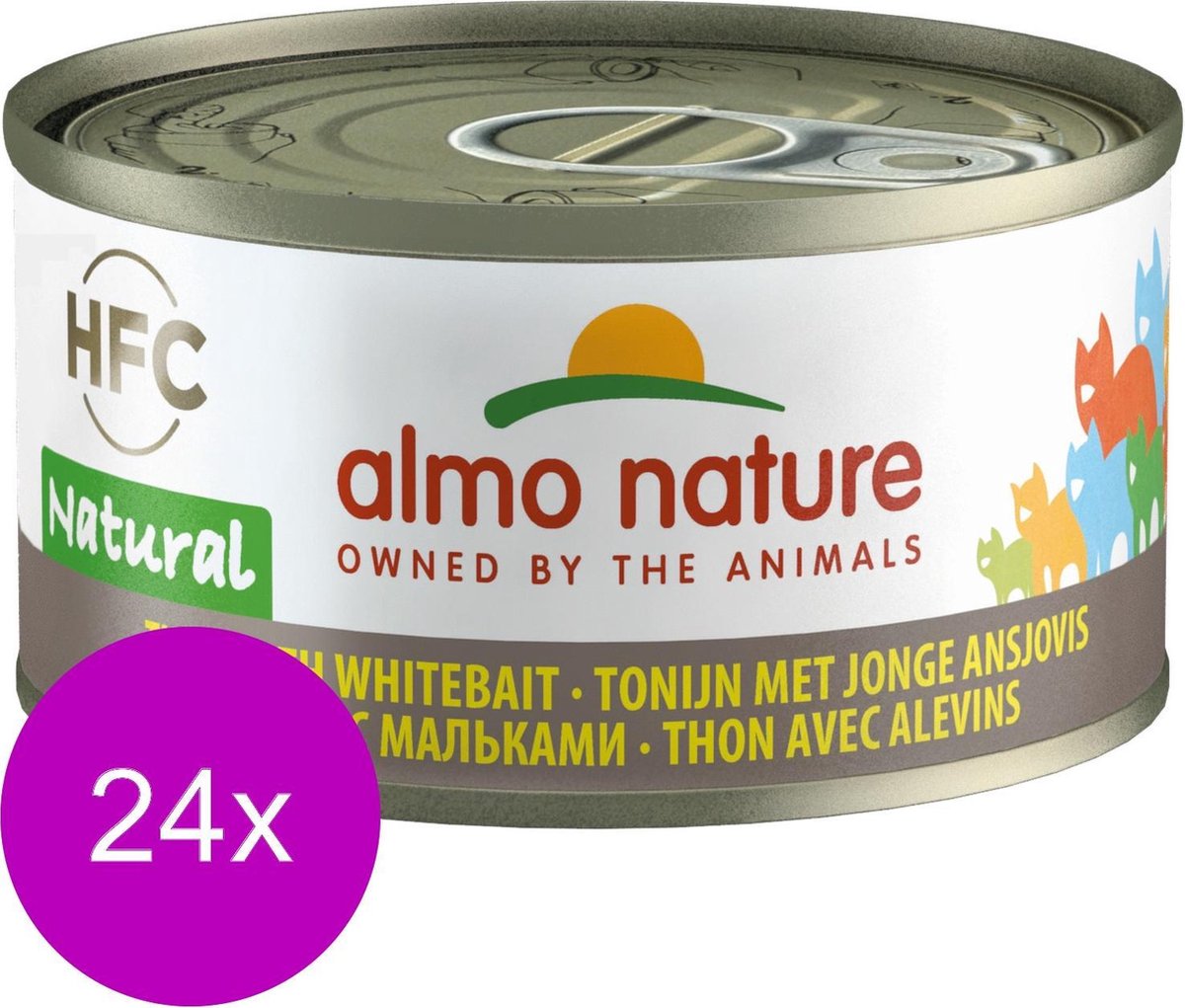 Almo Nature Hfc Cat Natural Blik 70 g - Kattenvoer - 24 x Tonijn&Ansjovis Classic
