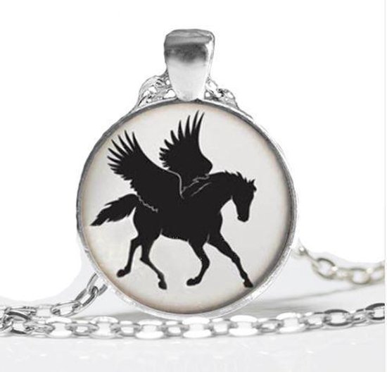 Ketting paard, Pegasus | zilverkleurig