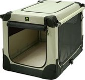 Maelson Soft Kennel - Robuuste hondenbench van zacht materiaal - Opvouwbare kennel met stevig stalen binnenframe - Beige/zwart - XXS / XS / S / M / L / XL / XXL - 82 M