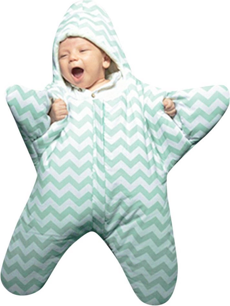 Schattige baby slaapzak/trappelzak in de vorm van een zeester/ster - zacht  en warm - groen | bol.com