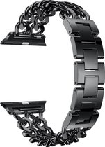 Metaal "double chain" bandje zwart geschikt voor Apple Watch 42 en 44 mm
