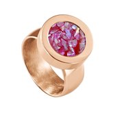 Quiges RVS Schroefsysteem Ring Rosékleurig Glans 20mm met Verwisselbare Roze Vlokjes Schelp 12mm Mini Munt