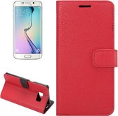 Litchi structuur horizontaal Flip Solid Color lederen hoesje met Wallet & Card Slots & houder voor Samsung Galaxy S6 Edge+ / G928(rood)