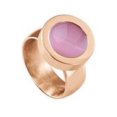 Quiges RVS Schroefsysteem Ring Rosékleurig Glans 17mm met Verwisselbare Cat's Eye Roze 12mm Mini Munt