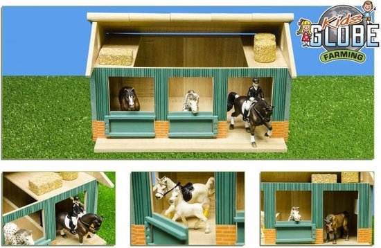 Kids Globe Paardenstal met 3 boxen en binnenbak 1:32