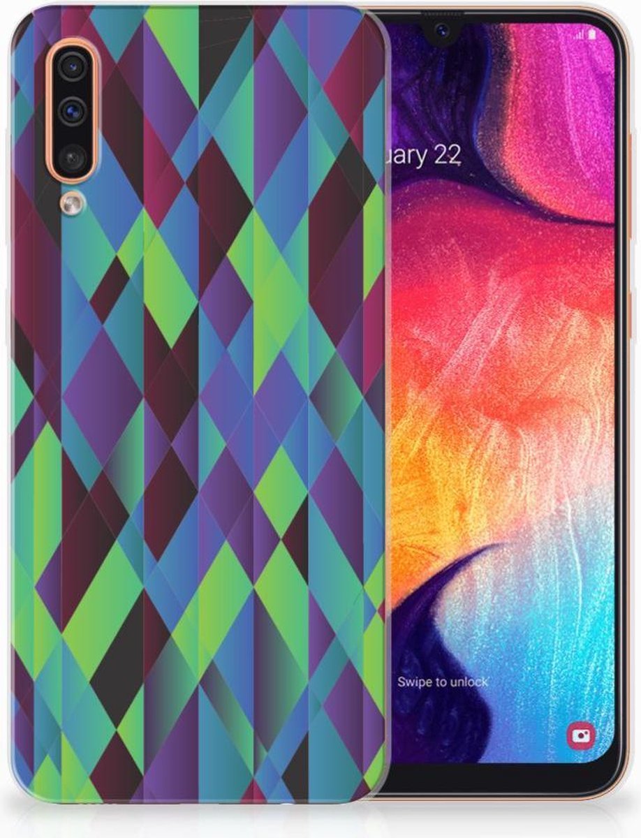 Samsung Galaxy A50 TPU Hoesje Abstract Green Blue