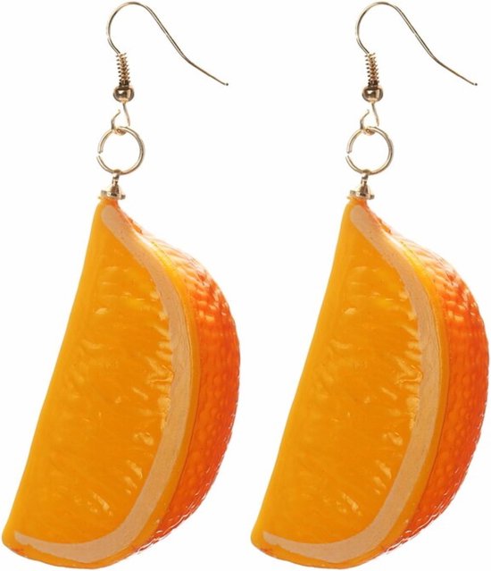 Fako Bijoux® - Oorbellen - Plastic Fruit - Sinaasappel Partje