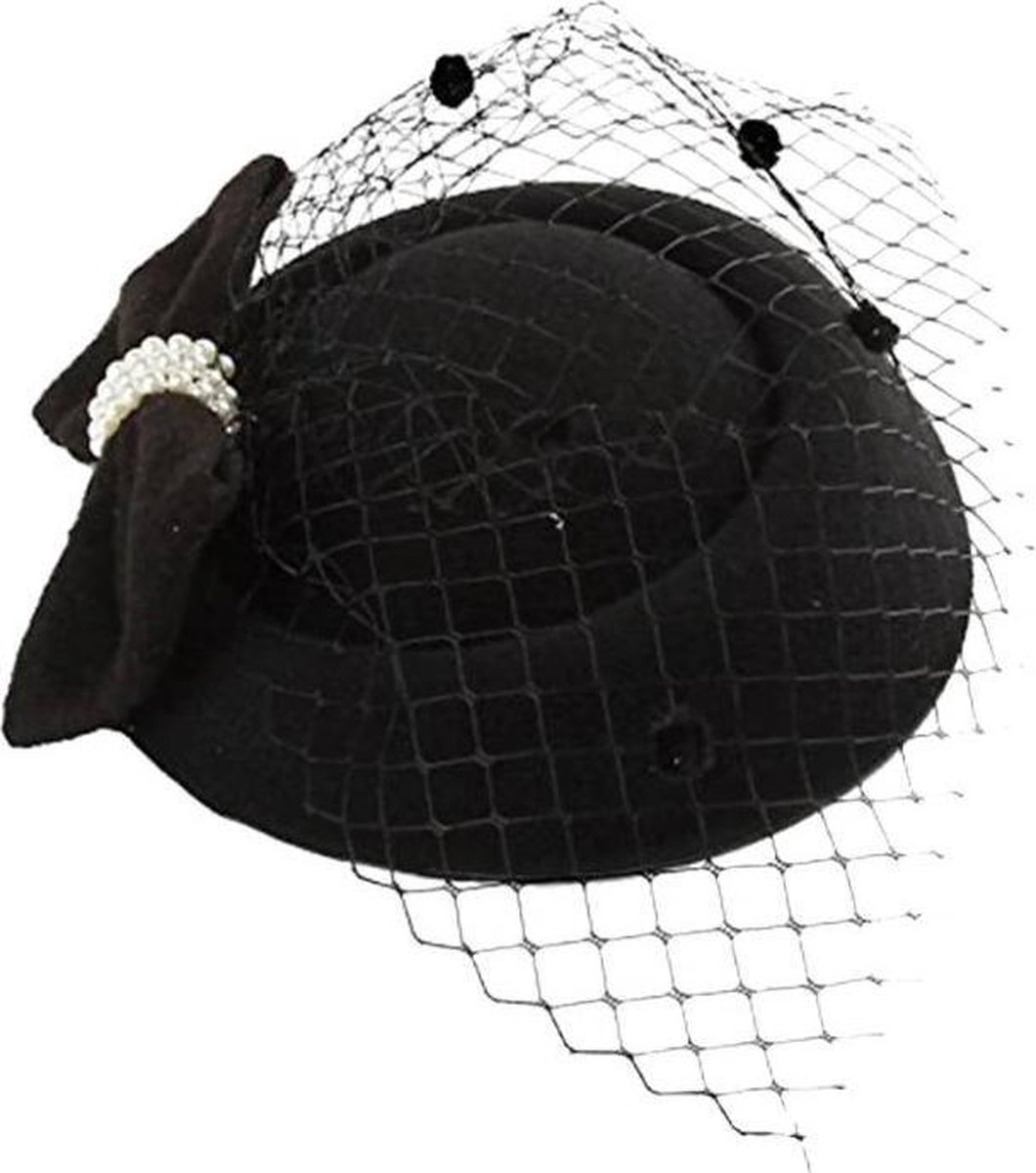 Stijlvolle Fascinator / Birdcage Veil / Hoedje Zwart