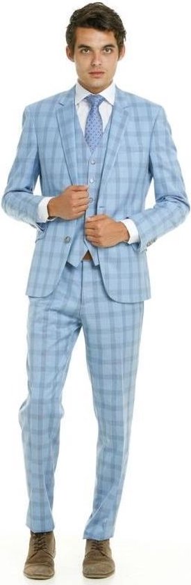 Overtuiging Niet meer geldig twaalf Henk ter Horst 3-delig kostuum lichtblauw met ruit motief_54, maat 54 |  bol.com