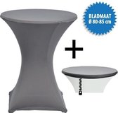 Cover Up Statafelrok Stretch, met rits - Ø80-85cm - Incl. Topcover - Grijs