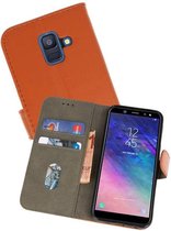 Samsung Galaxy A6 2018 Hoesje Kaarthouder Book Case Telefoonhoesje Bruin