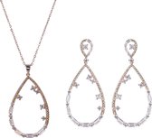 Orphelia SET-7423/RG - Juwelenset Pear shape: Ketting + Oorbellen - 925 Zilver Rosé - Zirkonia - 42 cm