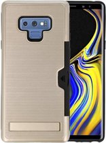 Goud Tough Armor Kaarthouder Stand Hoesje voor Samsung Note 9