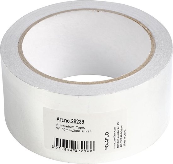 Aluminium tape, b: 50 mm, dikte 0,5 mm, zilver, 20m