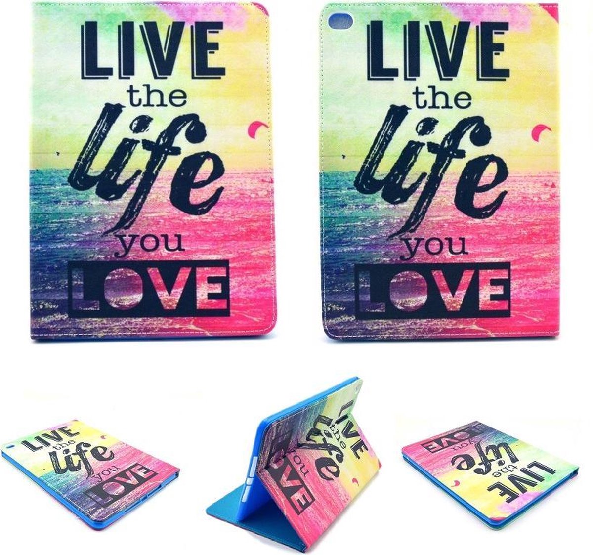 iPad Mini 1, 2, 3 - Design Smart Book Case hoesje Bookcase Cover - Live the Life you Love Hoes