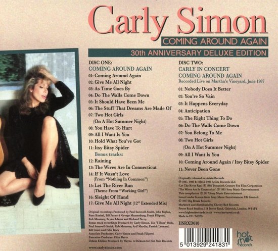 Coming Around Again 30th Anniversary Deluxe Edition Carly Simon Cd