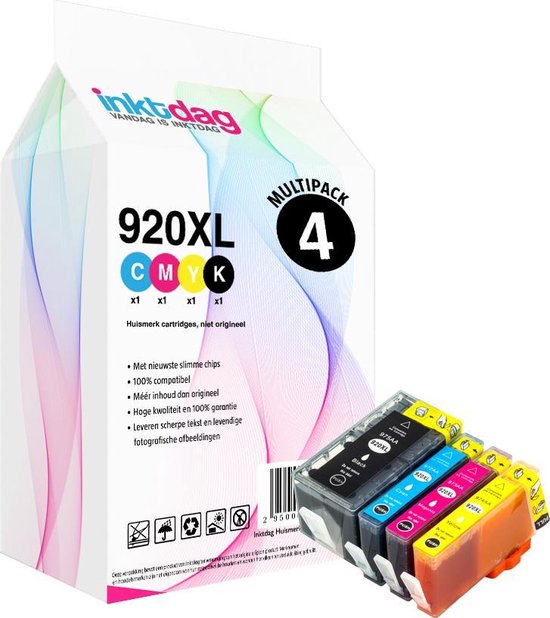 4-Pack 920XL Ink Cartridges For HP OfficeJet 6000 6500 7000 7500A – Black Cyan Magenta Yellow