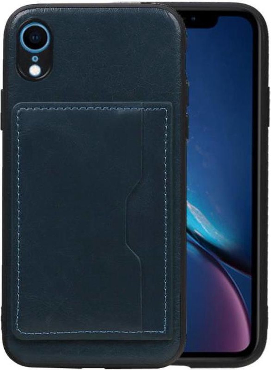 Staand Back Cover 1 Pasjes voor iPhone XR Navy