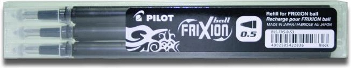Pilot vullingen - Frixion Ball en Frixion Click - Zwart 0.5mm - 3 stuks - Pilot