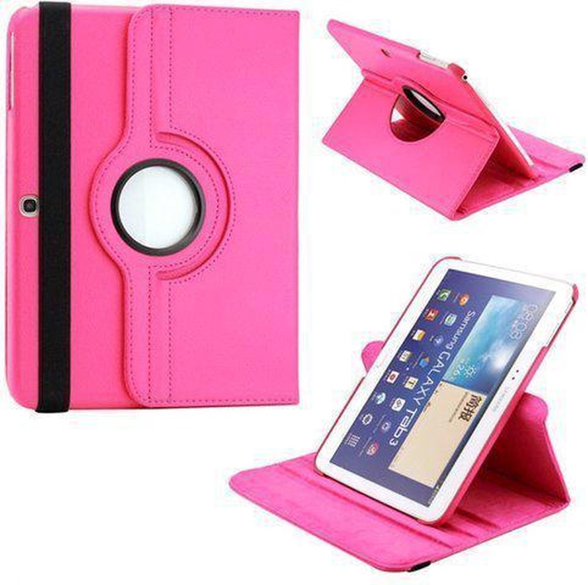 Samsung Galaxy tab 4 T530 T535 Leather 360 Degree Rotating Case Donker Roze Dark Pink
