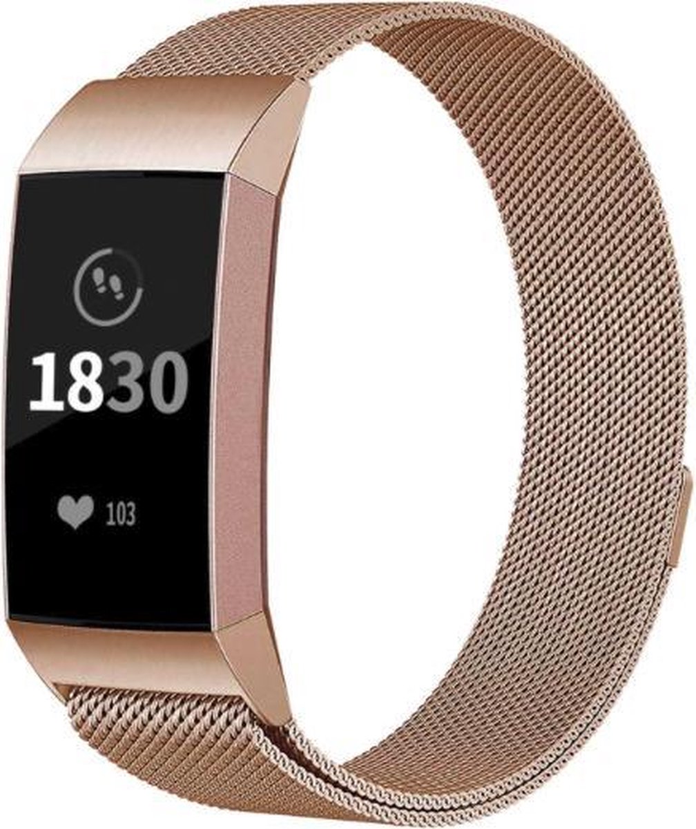 YONO Fitbit Charge 4 bandje – Charge 3 – Milanees – Rose Gold - Small |  bol.com