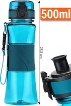 Drinkfles Herbruikbare Waterfles | 500 ml Lichtblauw | Vaatwasserbestendig Drinkbus Bidon | King Mungo KMDF006