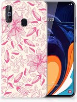 Back Case Geschikt voor Samsung A60 TPU Siliconen Hoesje Pink Flowers