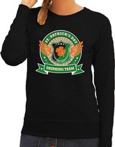 Zwarte St. Patricks day drinking team sweater dames S