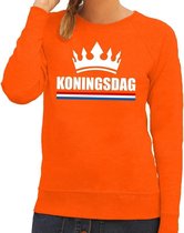 Oranje Koningsdag met een kroon sweater / trui dames - Oranje Koningsdag kleding M