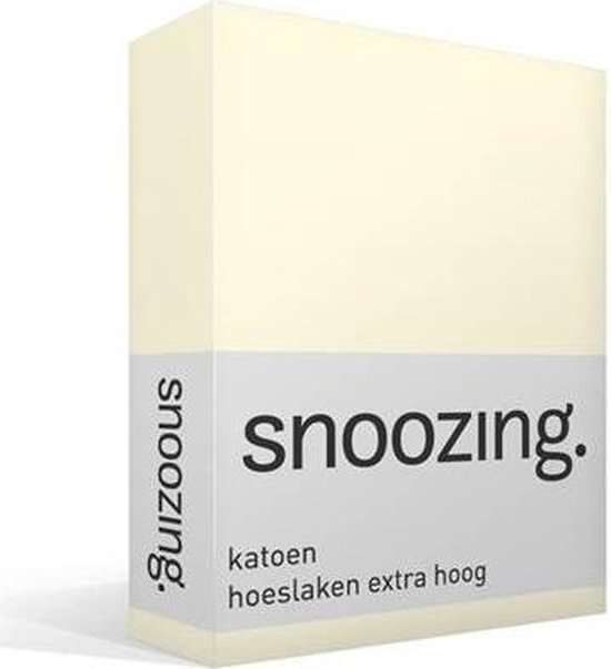 Snoozing - Katoen - Extra Hoog - Hoeslaken - Tweepersoons - 120x220 cm - Ivoor