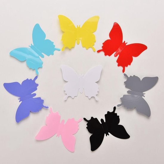 3d muurstickers | vlinder |effen | kinderkamer | babykamer | decoratie | 12 stuks | paars