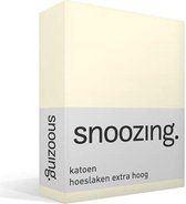 Snoozing - Katoen - Extra Hoog - Hoeslaken - Eenpersoons - 90x210 cm - Ivoor