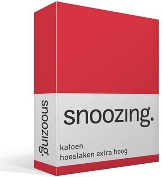 Snoozing - Katoen - Extra Hoog - Hoeslaken - Lits-jumeaux - 200x220 cm - Rood